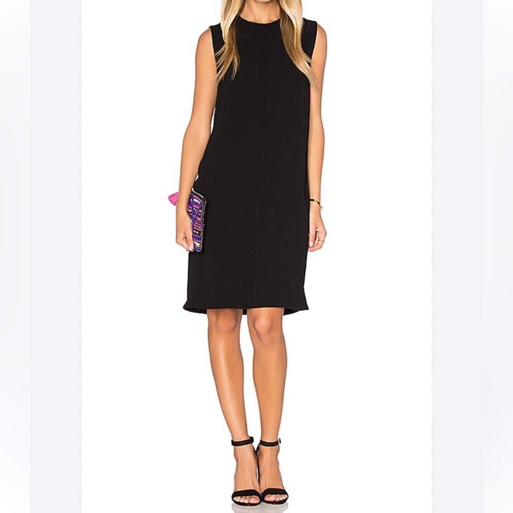 Revolve Vince Black Midi Shift Dress sleeveless LBD closet staple large